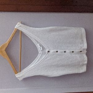 Melrose and Market, white, M, cropped button front tank